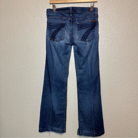 7 For All Mankind Women’s Medium Wash Low Rise Wide Leg Jeans Size 27” - Picture 5 of 9